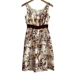 MARELLA 100% Silk Fit And Flare Sleeveless Pleated Floral Dress